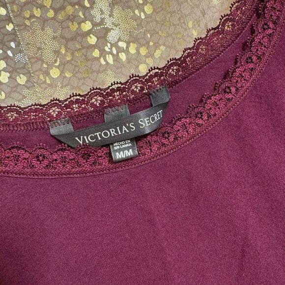 Victorias Secret Set Of 2 Lace Camisole Cotton Tank Tops Red Wine Medium - Picture 4 of 7